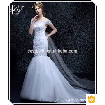 Customized in China Mermaid Puffy Skirt Sweetheart Lace-up Pleats Wedding Dress